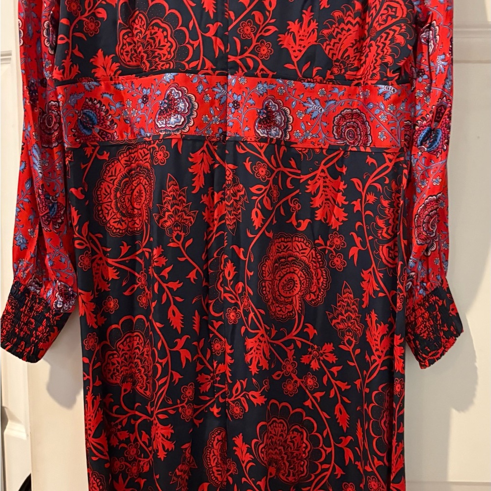 Boden Red and Black Floral Midi Dress